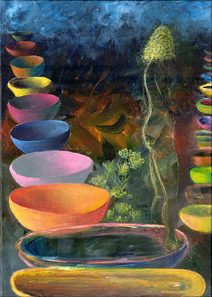 a98-KvindeStårOp 70x50cm Akryl
